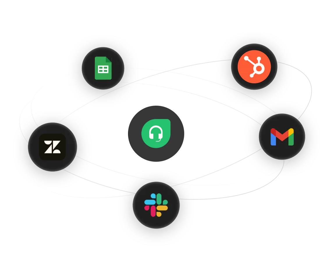 Connected support stack with help desk, inbox, and CRM integrations