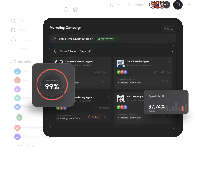 Fastyr marketing agent workspace showing content drafts, scheduled campaigns, and performance reports